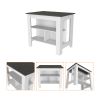 Newark 2 Piece Kitchen Set, Kitchen Island + Pantry Cabinet , White/Onyx