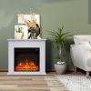 25 Inch 1400W Electric Fireplace Mantel Heater; Freestanding Space Stove with Remote Control & Realistic Flames